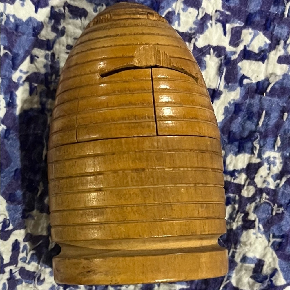 Antique Wooden Beehive Bank
